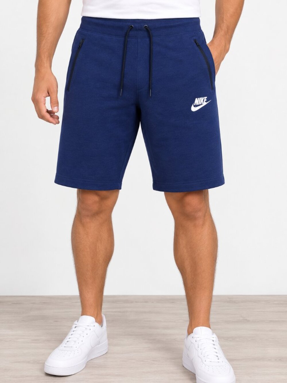 Nike Sportswear Blue Knit Shorts Zip Pockets Men's M